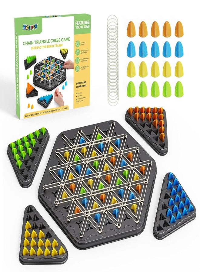 NIL JO Chain Triangle Chess Game Wooden Peg Solitaire Board - Classic Triangle Jump Game with 15 Pegs, Brain Teaser Strategy Puzzle for Kids & Adults, Educational Travel & Family Game - Image 2